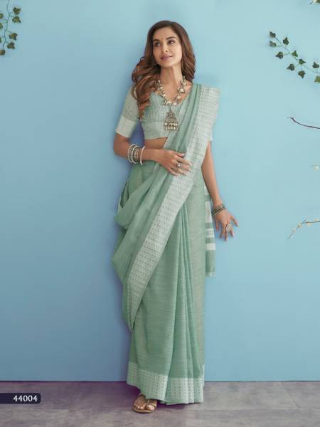 Sky Colour Aarzoo Lakhanwavi Silk Rajyog New Latest Soft Linen Saree Collection 44004
